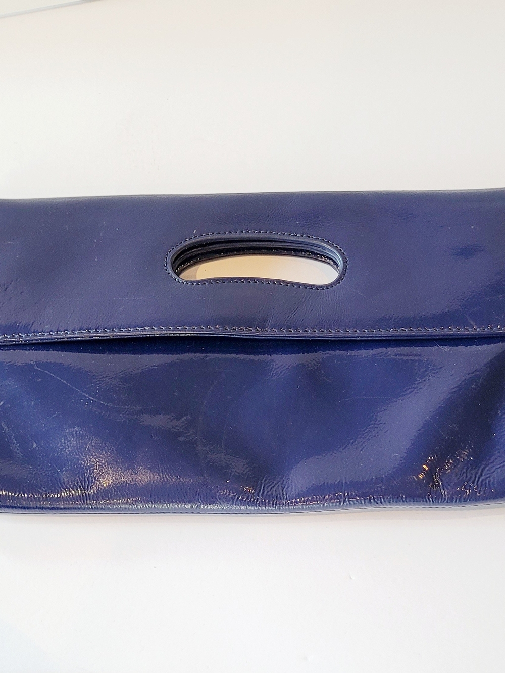 HOBO Navy Patent Leather Cutout Handle Clutch - Picture 3 of 7
